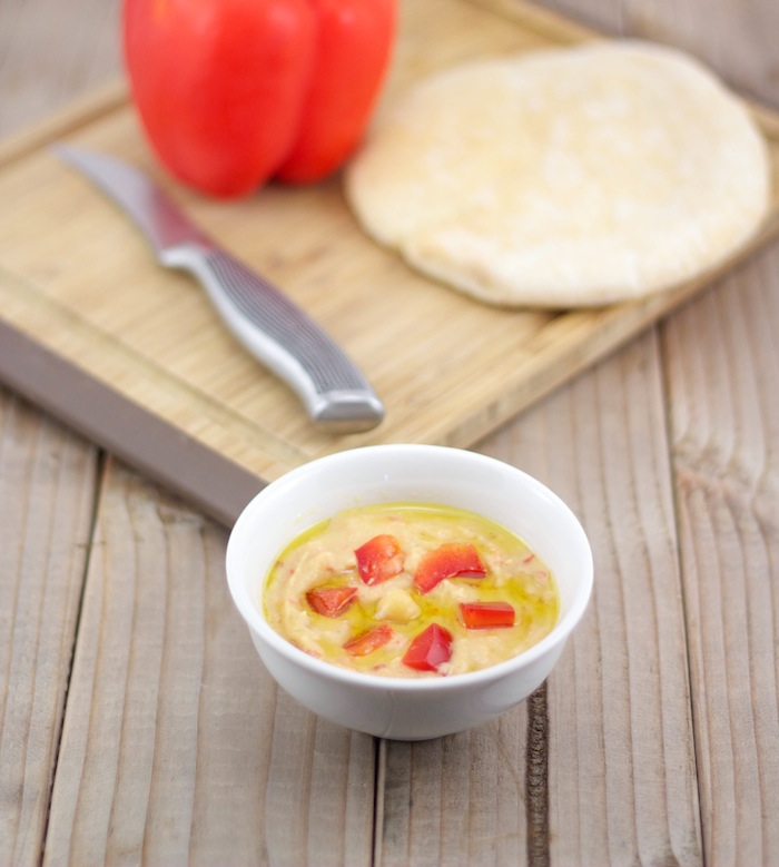 red pepper hummus with pita