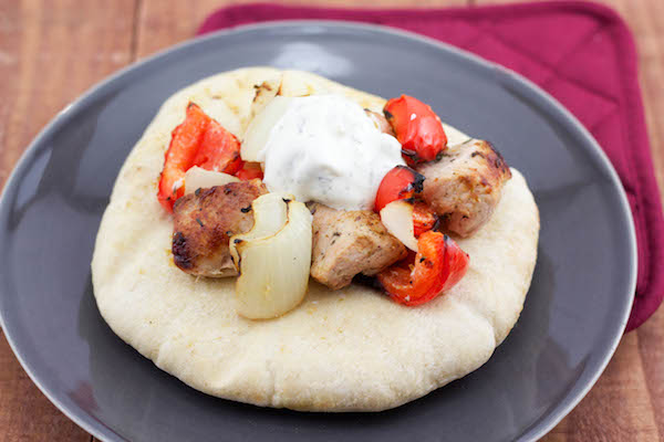 pork souvlaki on pita