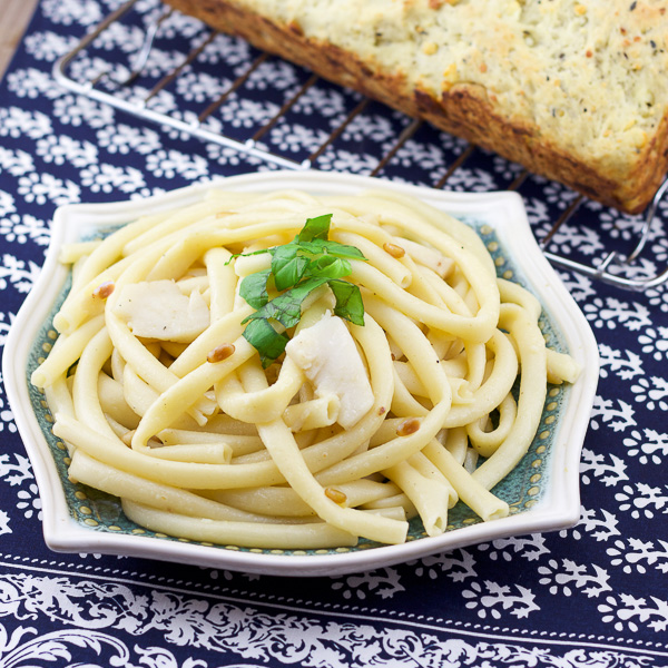 Pasta with Scallops and pine nuts