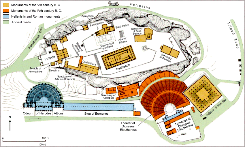 Map of the Acropolis of Athens
