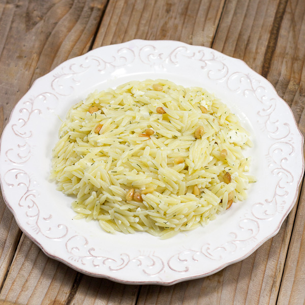 Toasted Orzo Pilaf with Lemon, Butter, and Dill - Bowl of Delicious