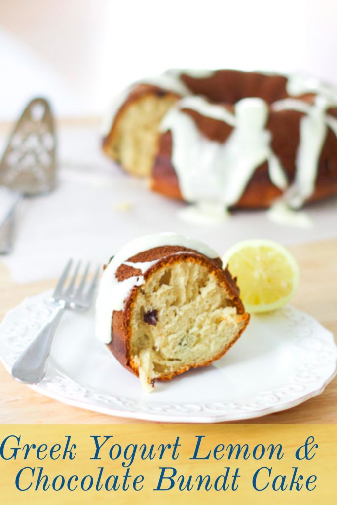 Greek Yogurt Lemon & Chocolate Bundt Cake | A delicious and easy greek inspired cake made using greek yogurt and lemons