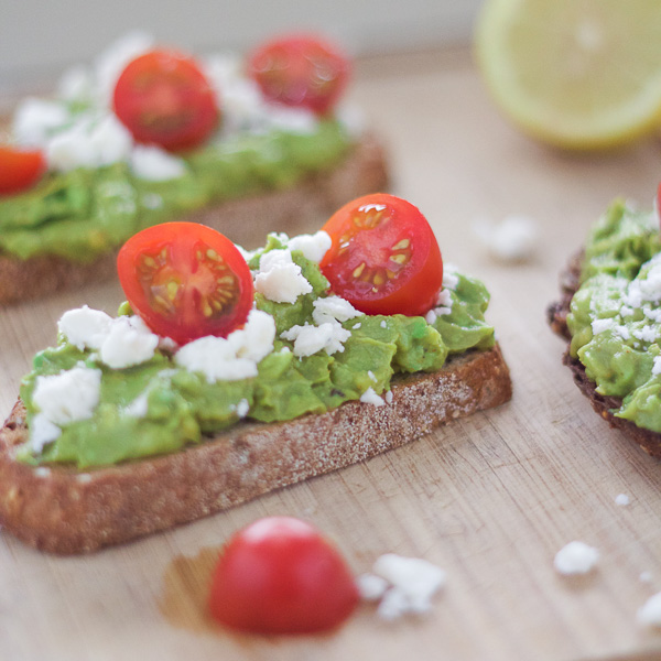 Avocado And Feta Toast, Lemon & Olives