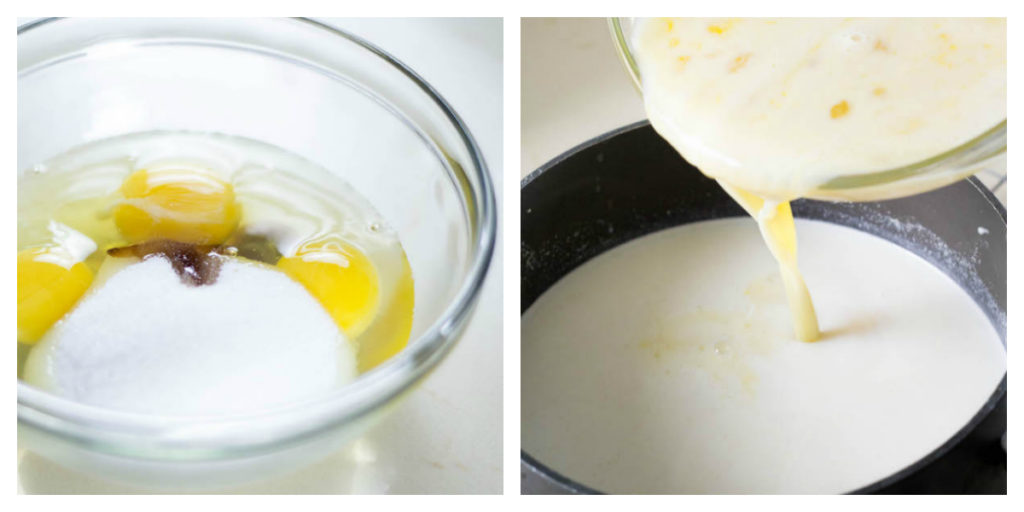 Galaktoboureko egg and sugar mixture