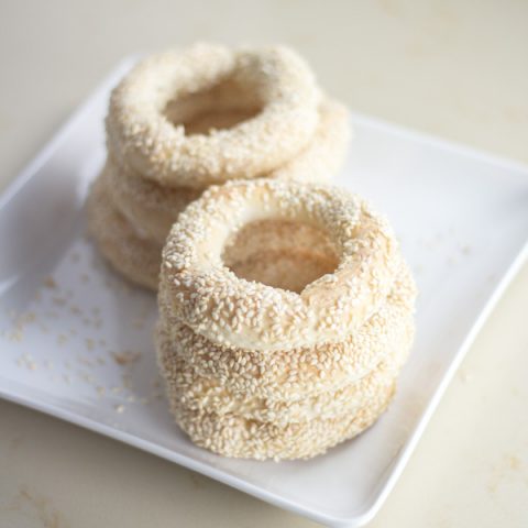 Greek Sesame Bread Rings, known as koulouri, are simple and delicious greek bread rings covered in sesame seeds and popular at breakfast time