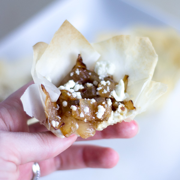 Carmelized Onions and Feta Phyllo | the perfect snack to serve family and friends. 